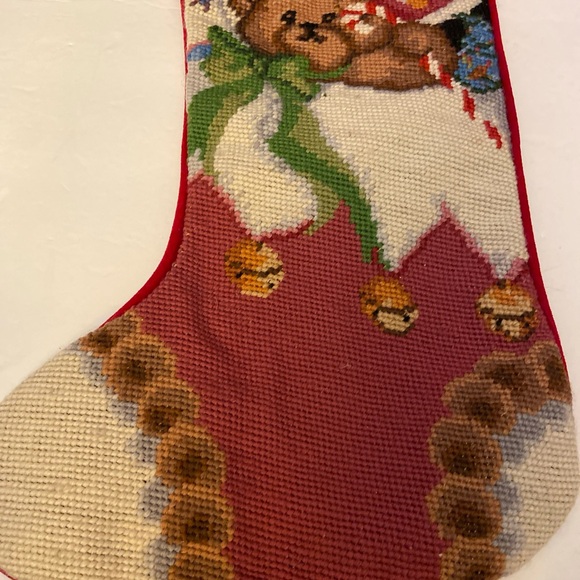 Vtg. IMPERIAL ELEGANCE Toy's & Teddy Bears Needlepoint Wool Christmas Stocking - Picture 2 of 6